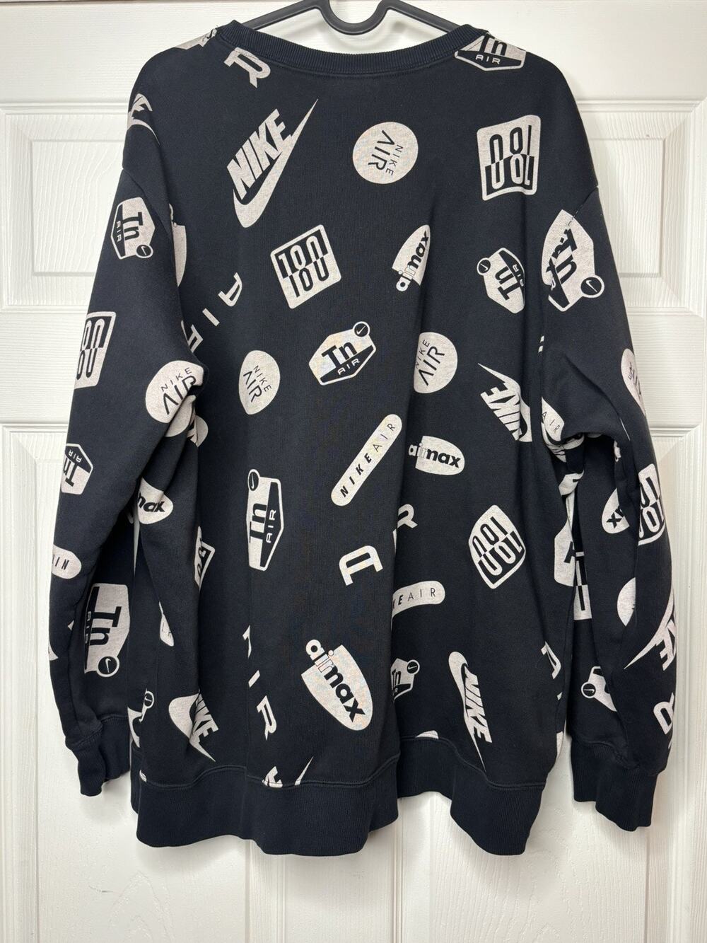 Nike Sweatshirt Women's Black Air Max All Over Printed Pullover Active Crew XL